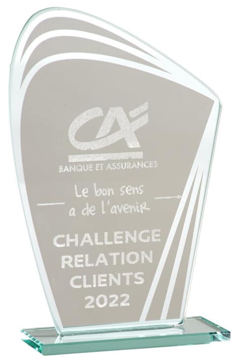 TROPHEE EN VERRE TRANSPARENT A GRAVER
